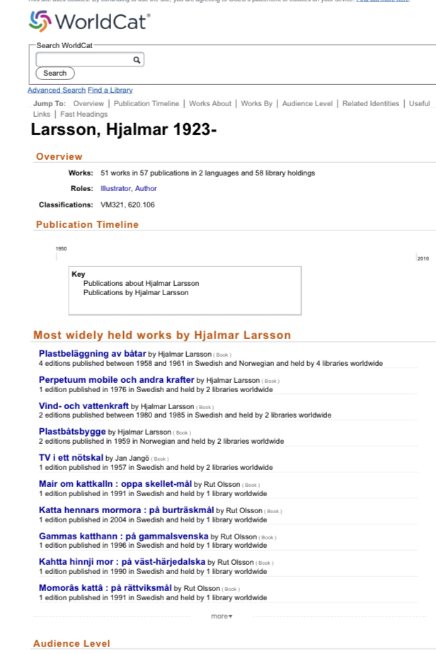 Hjalmar Larsson, Gullebo Rönninge, publikationer 